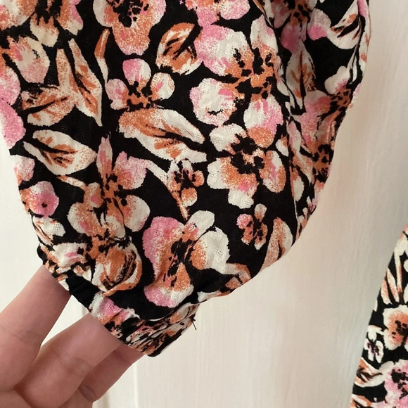 Free People Jael Cutout Mini Dress XS‎ Long Sleeves Black Floral NWOT Bohemian - Picture 7 of 12